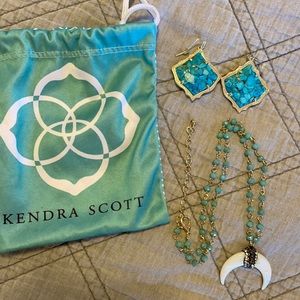 Kendra Scott Turquoise Earrings and (non Kendra Scott) Necklace Set